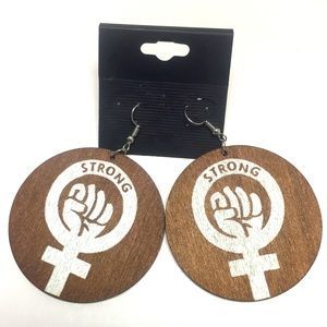 2/$15 Wooden Strong Women Earrings